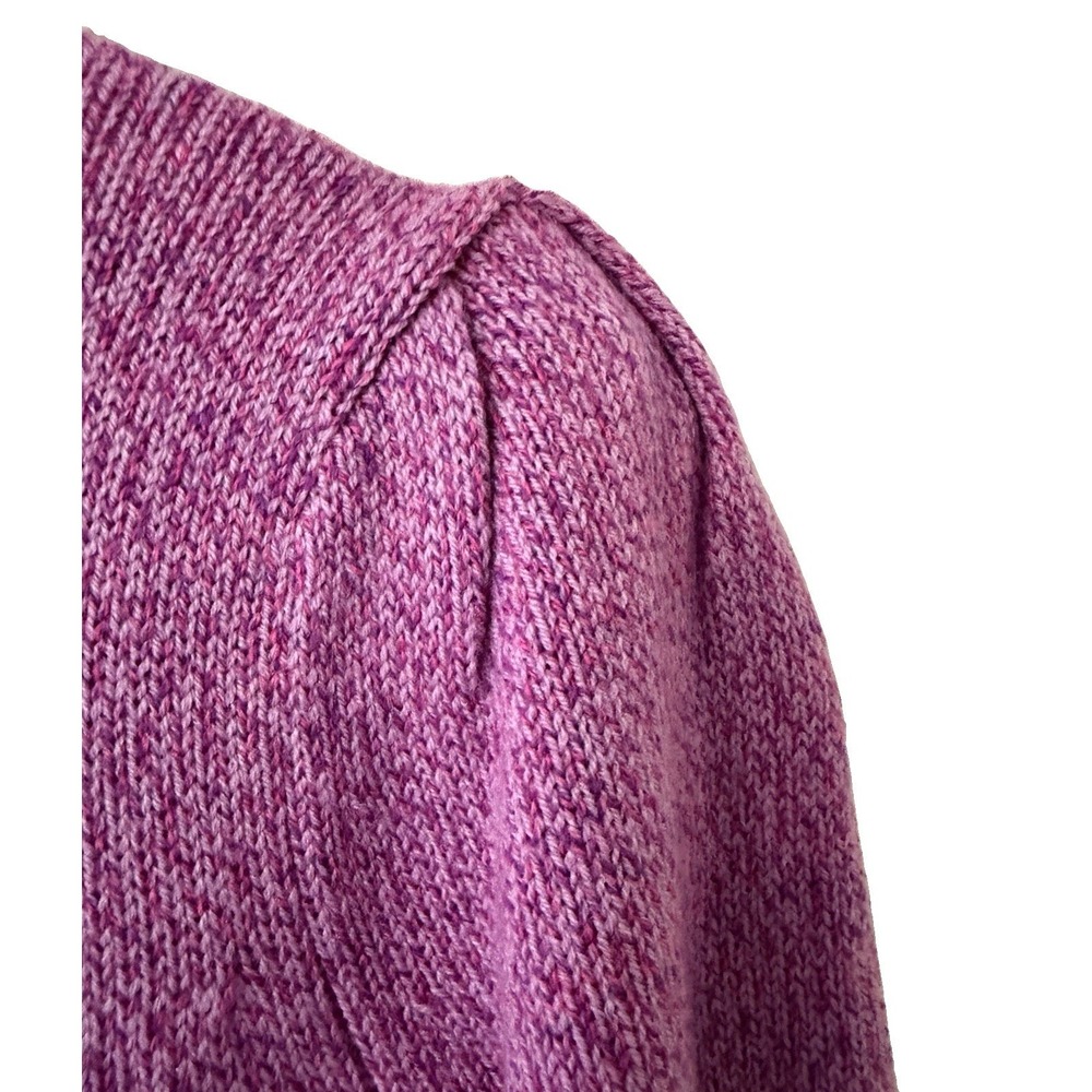 Veronica Beard Kenia Merino Wool Blend V-Neck Puff Shoulder Sweater Fuchsia XS - Picture 4 of 14